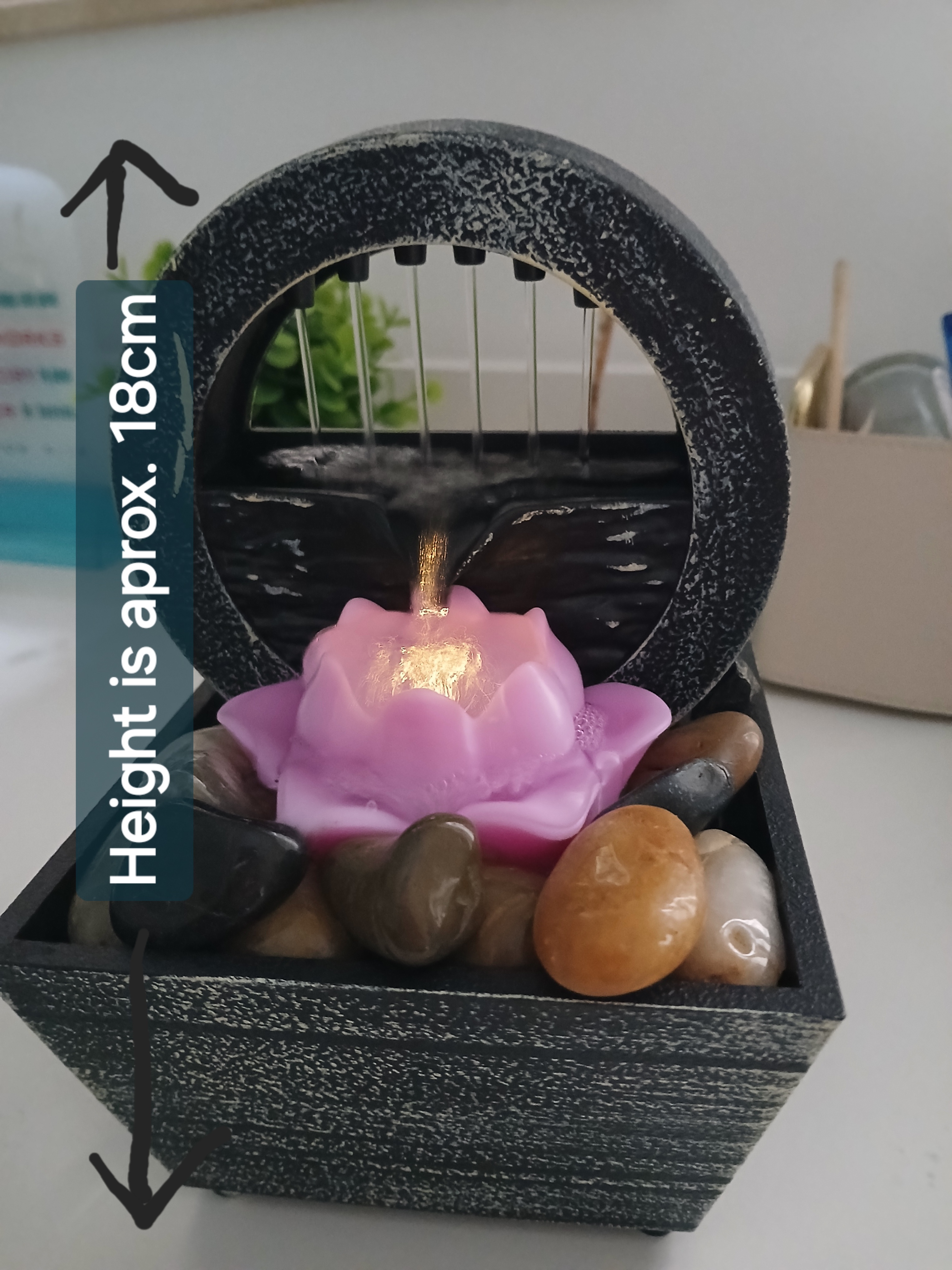 Well Being Calming Water Fountain with LED Faux Lotus Flower